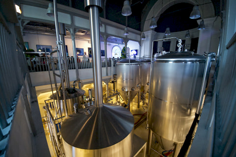 beer brewing equipment inside a church